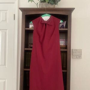 Red Cowl Neck Sheath Midi Dress